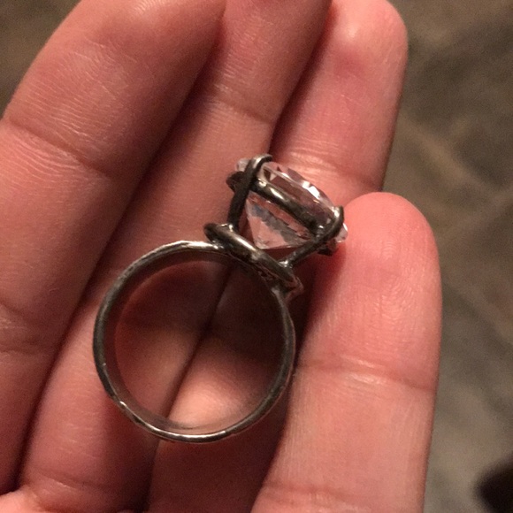 Size 6.5 sterling made in Israel ring large cz statement cocktail ring - Picture 4 of 11